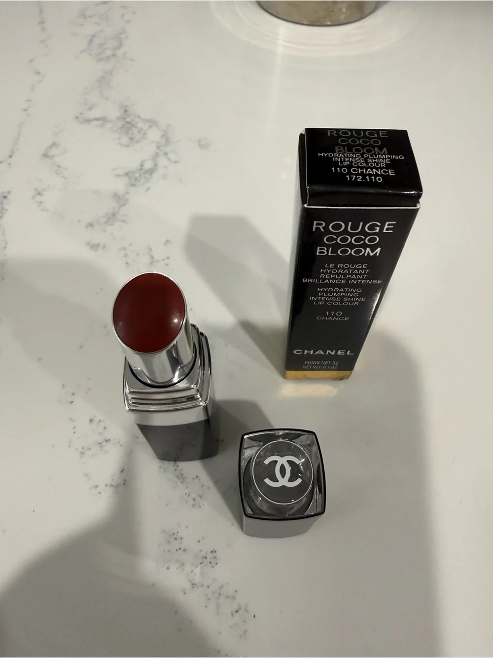 NIB CHANEL Rouge Coco Bloom Lipstick in Shade 110, Chance. Rare find!